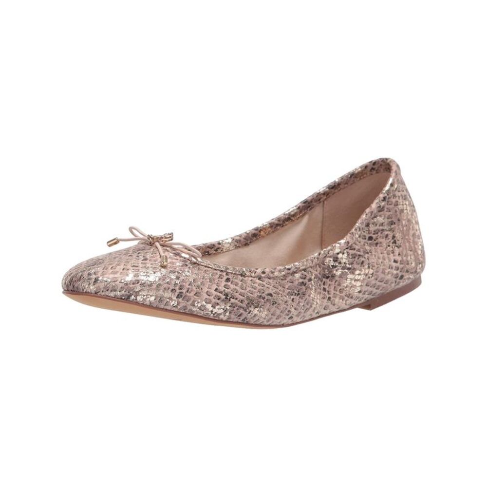 NWT SAM EDELMAN Womens Beige Snake Felicia Slip On Leather Ballet Flats 10